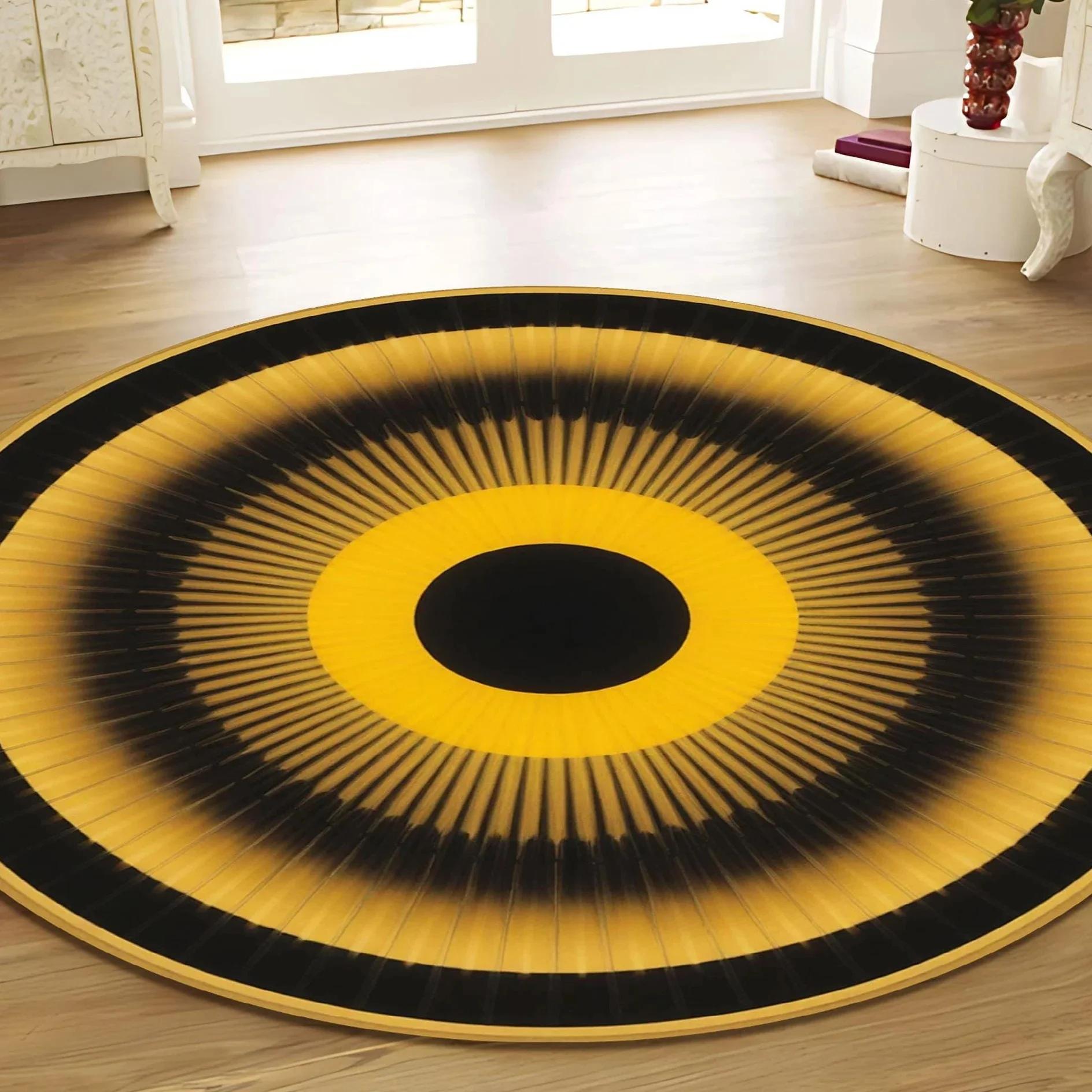 

Круглий килим Сонячний промінь - Мінімалістичний килим круглої форми в стилі середини століття для приміщень, М який килимок для дверей або килимок для ванної кімнати для вітальні, передпокою, декору дому Diameter 40cm