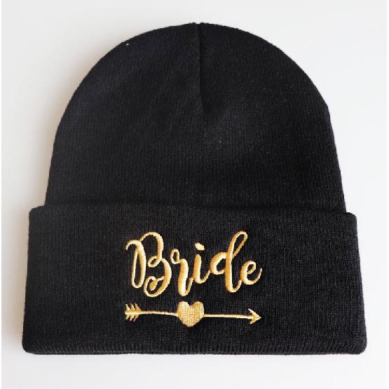 

Europe and America BRIDE TEAM SQUAD Embroidered knitted hat, woolen hat, warm pullover hat Adjustable