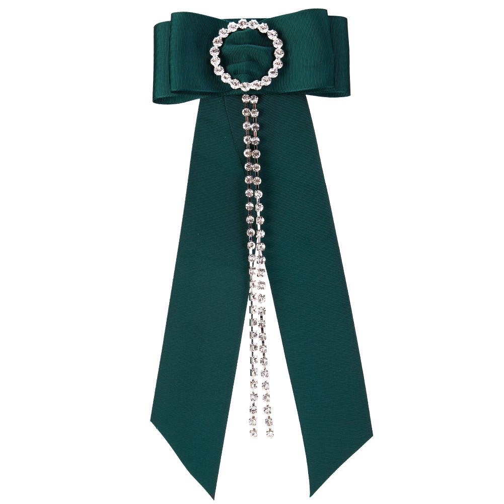 Double-layer Bowknot Corsage Brooch Breastpin Alloy Inlaid Artificial Gems Lady Women Valentine Gift