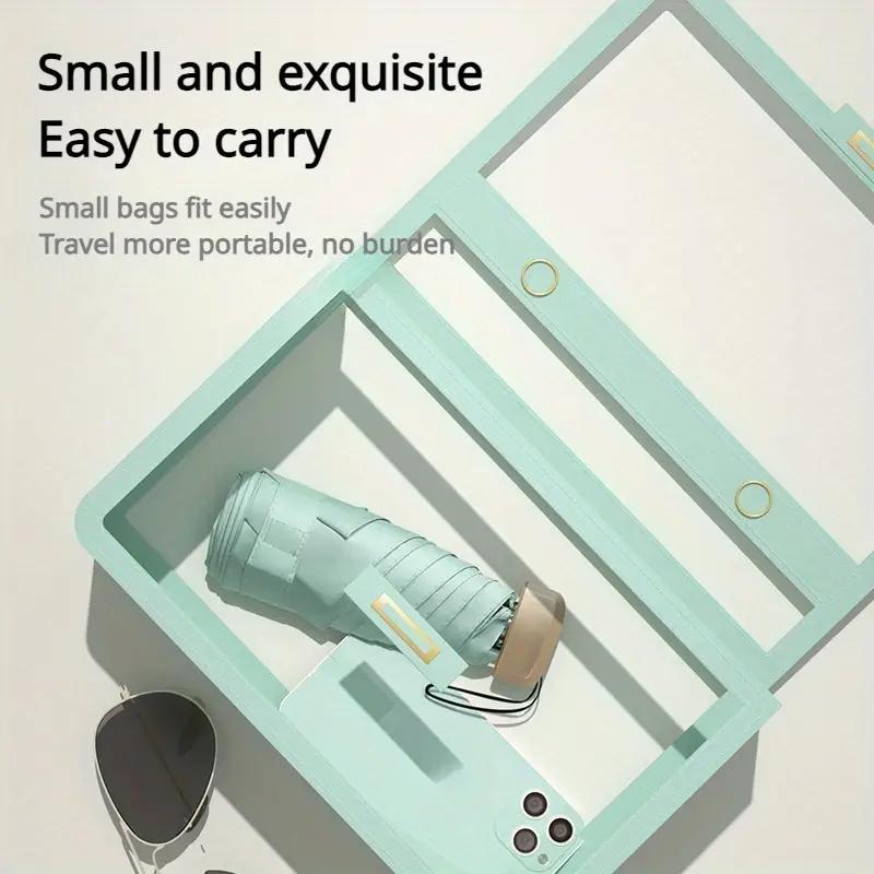 Parasol UPF50+ Mini Kieszonkowy Parasol Przeciwsłoneczny Przenośny Winyl Składany Deszczowy Podróżny Parasol Ochrona UV Parasol Kapsułkowy