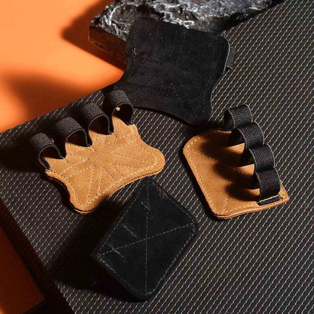 Leather Palm Protection Half Finger Fitness Hand Gloves for 1Pair Pull-Ups Training
