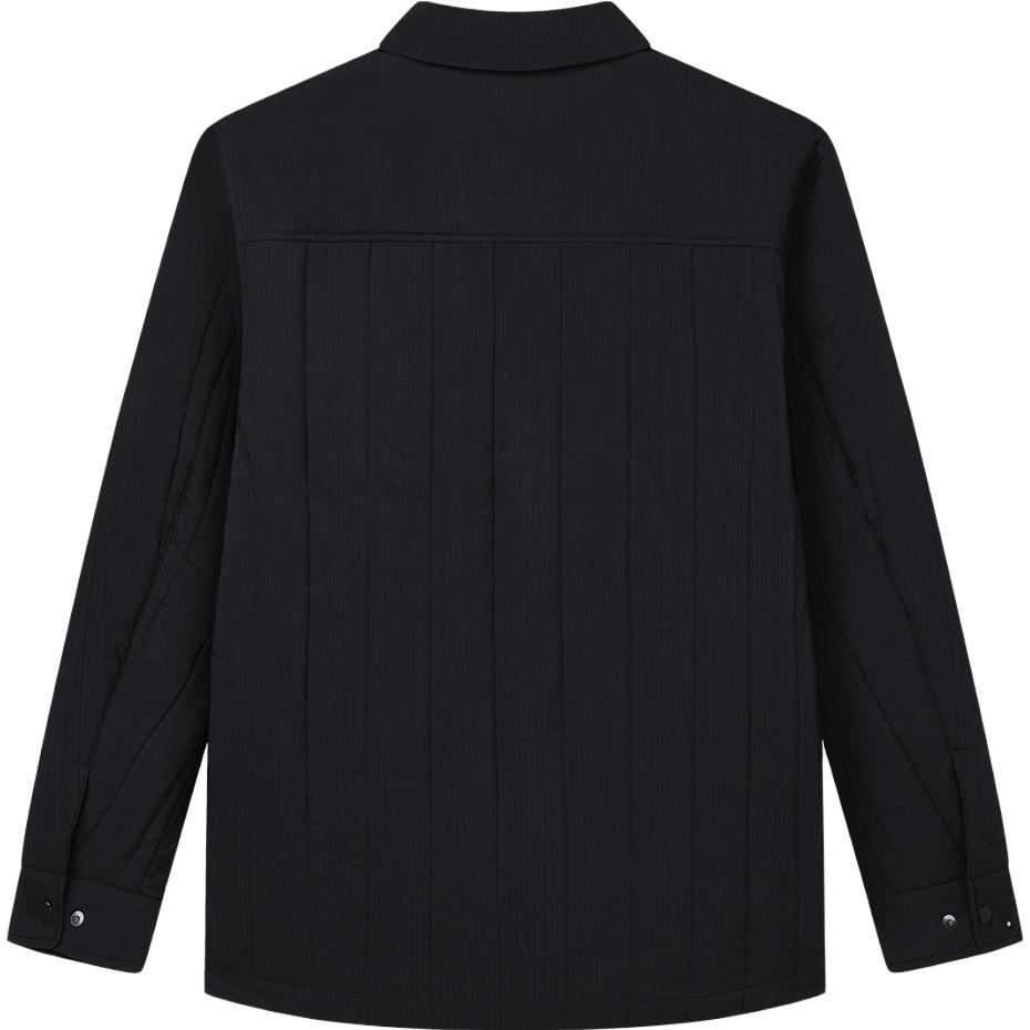 Fila 2023 Winter New Sherpa Warm Flannel Shirt Collar Slightly Wrinkled Lapel Long Sleeve Fitted Jacket Cotton Coat Men Jackets Black F11M348902F-BK