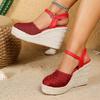 10cm Keilsandalen Damen Espadrille Schuhe Weich Bequem Sommer Plateau Party Schuhe Mode Damen Absatzsandalen Große Größen 42