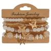 4Pcs Bohemian Butterfly Beaded Bracelets, Crystal Zinc Alloy Pendant, Ladies Daily Party Jewelry