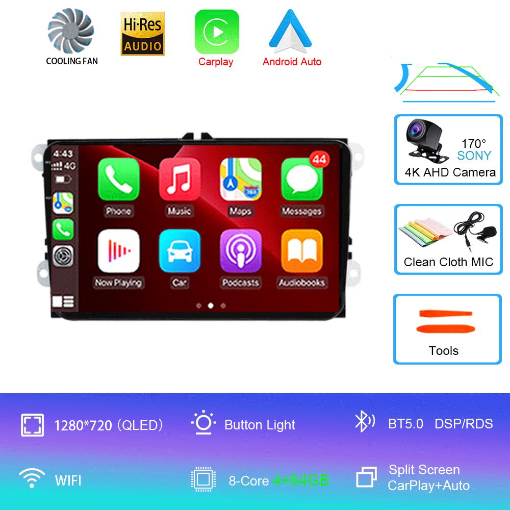 Android 14 For VW Volkswagen Skoda Octavia Golf 5 VW Touran Passat B6 Polo Tiguan Car Multimedia Radio Navigation GPS CarPlay
