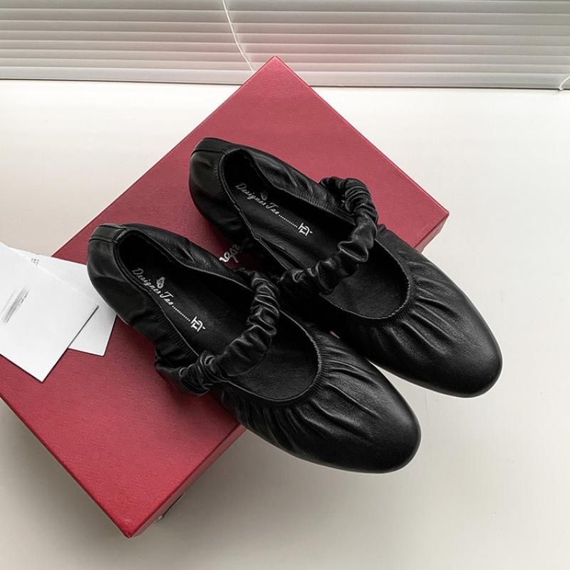 

Four seasons leather casual single shoes women s non-slip beef tendon sole foot cover comfortable soft sheepskin women s shoes new low-heeled single 39 чёрный