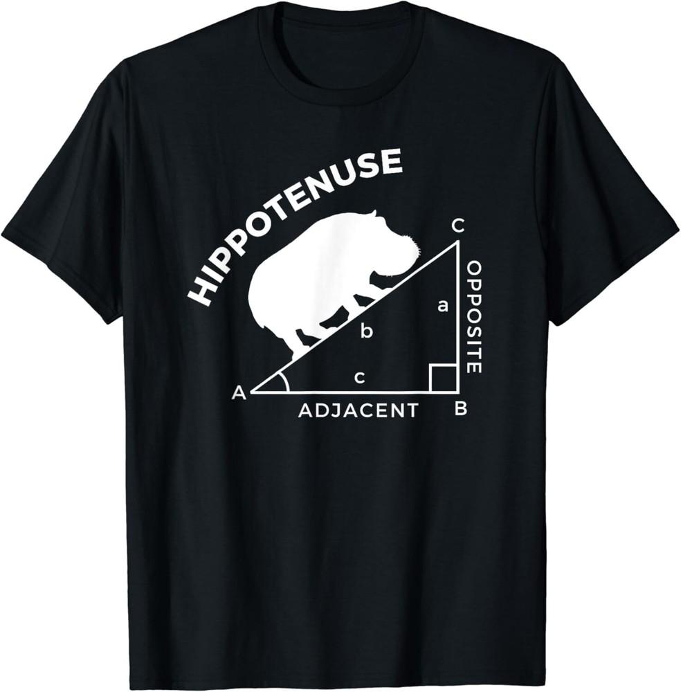 

Funny Math Shirt, Hippotenuse Animal Hippo Tee Gift Unisex T-Shirt S
