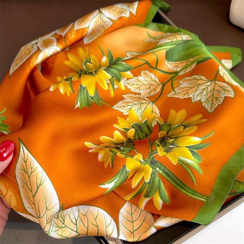 New Luxury Design Silk Scarf Women 70*70cm Square Bandana Soft Hair Band Wrap Hijab Neckerchief Hairband Headband Foulard