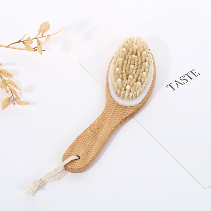 Factory Beech Wood Sisal Bristle Exfoliating Brush Bamboo Wood Handle Shower Dry Body Bath Brush