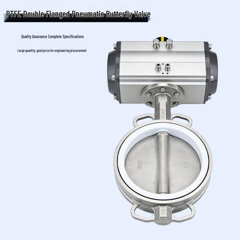 Corrosion-Resistant Stainless Steel Pneumatic Butterfly Valve with PTFE Seal for Acid and Alkali Resistance