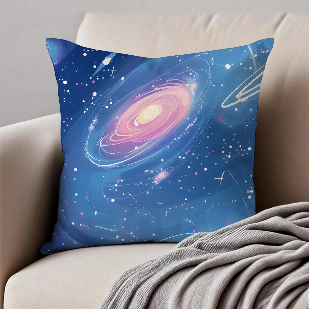 Dreamy Universe Starry SciFi Cushion Cover Pillowcase Antidustmite Invisible Zipper Short Plush Sofa Cushion
