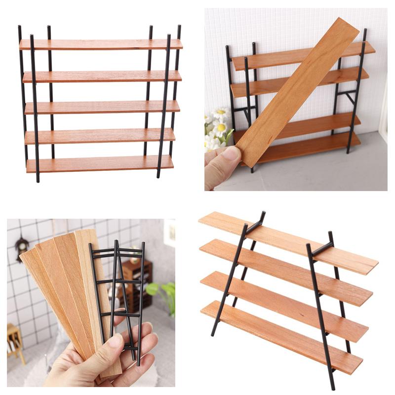 1/12 Dollhouse Simulation Bookshelf Five-layer Storage Rack Model Doll Home Miniature Display Stand Furniture Decor Toy