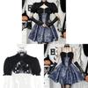 Gothic Dark Style Twopiece Dress Set With Jacquard Fabric For Streetwear Fashion