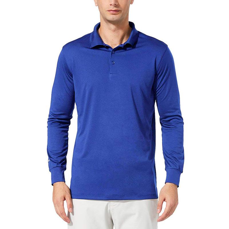 

Lapel t-shirt men s long-sleeved Paul golf quick dry clothes sports polo shirt tops XL синий