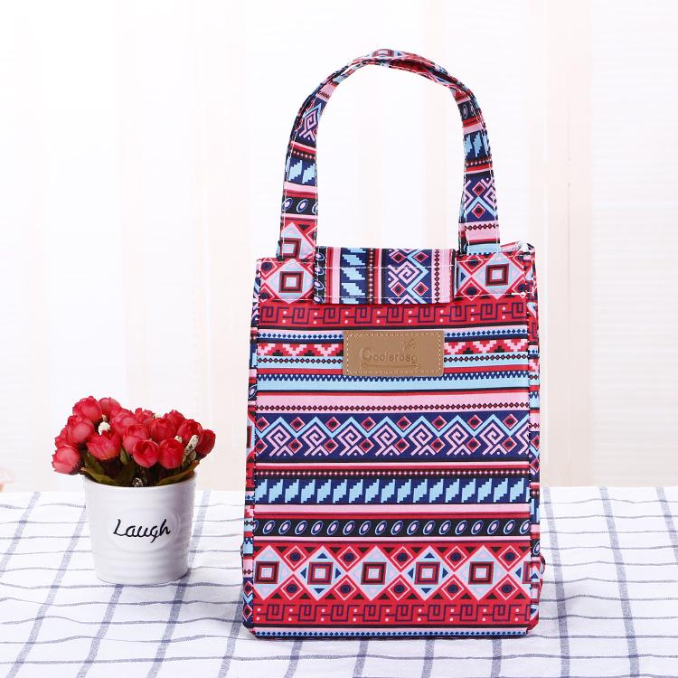 ins portable thermal insulation bag-border printing lunch bag ice bag thermal insulation bag thickened lunch lunch bag commuting