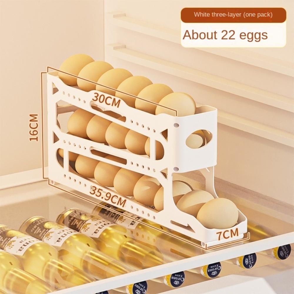 

Новый держатель для яиц на 3/4 яруса, органайзер для холодильника, дозатор яиц на боковую дверь холодильника, автоматический вращающийся ящик для хранения яиц на кухне