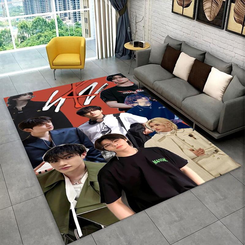 Kpop Stray Kids Music Star Carpet Rug for Playroom Bedroom Living Room Sofa Home Decor,kid Area Rug Non-slip Floor Mat Gift