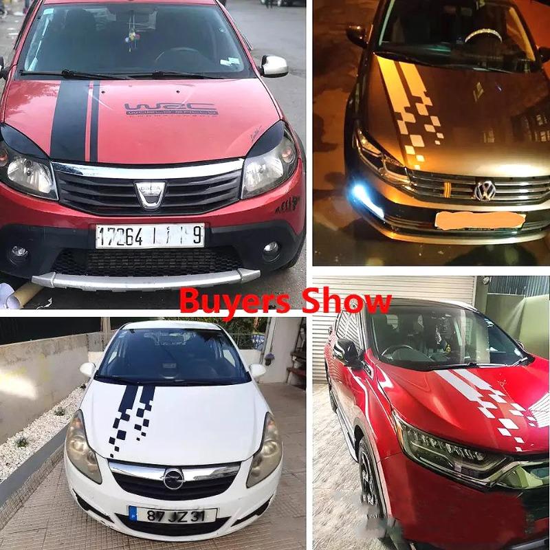 Various Styles Hood Cover Stripe Sunscreen Car Stickers Auto Sport Vinyl Film Cover Scratches Refit Automobile Styling Decals