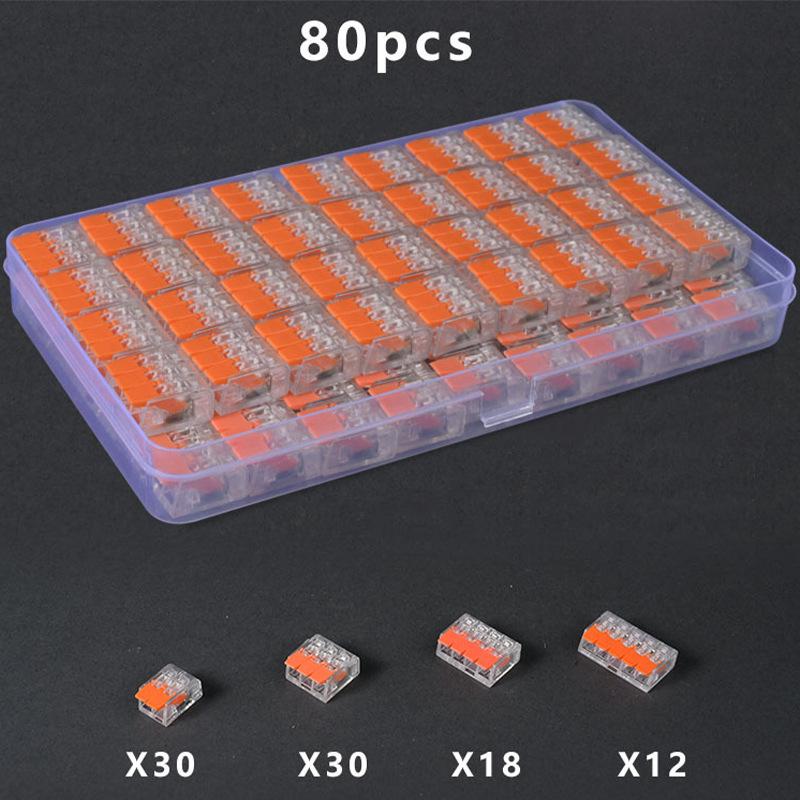 Quick Push-in Wire Connector Box: PCT Terminals (75/80/90 Pcs)
