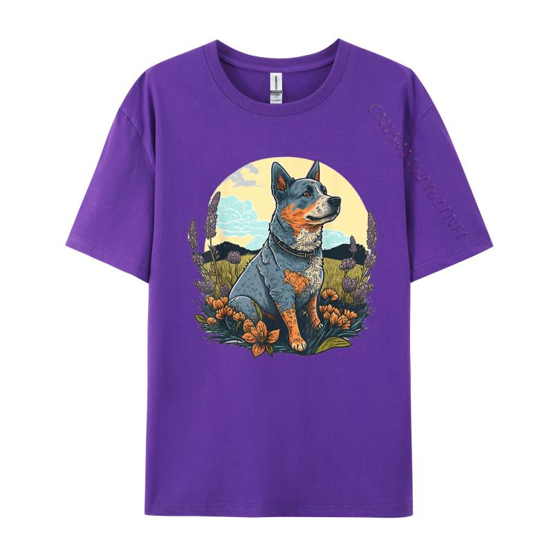 Cute Blue Heeler Dog Tshirt Kawaii Goth Printed On T Shirts Shirt For Men New Coming Cotton Slim Fit Tshirts