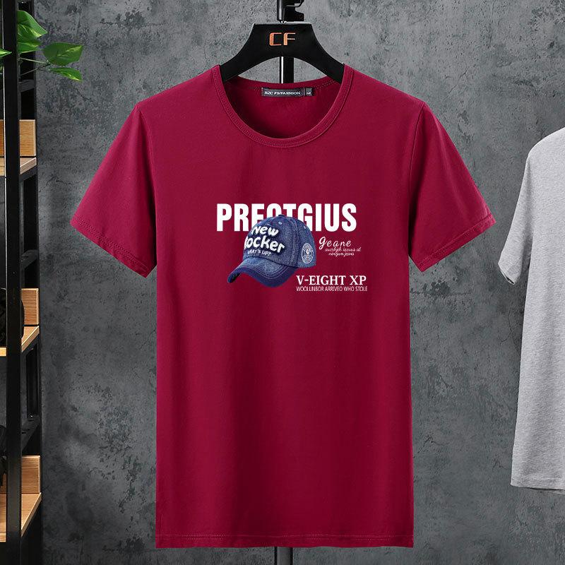 Мужская летняя эластичная мужская хлопковая футболка с короткими рукавами — фото 18