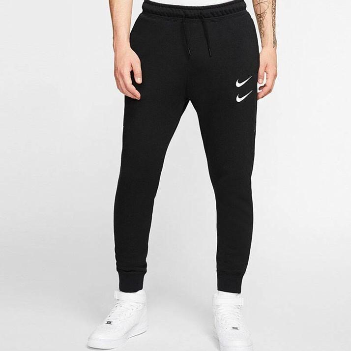 Nike Embroidered Swoosh Fleece-Lined Track Pants Men Bottoms Black DD5074-010