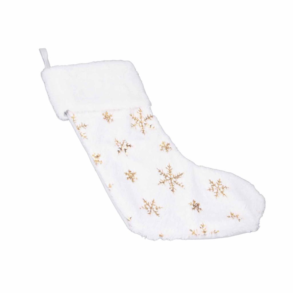 Large Xmas Stocking Embroidered Snowflake Sequin Socks Ornament Stocking Decoration for Family Holid