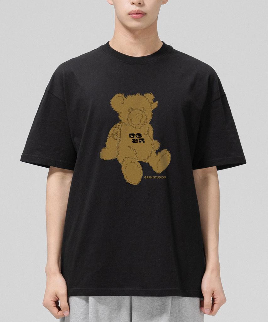 Geulaenpini Stitch Bear Oversized Short Sleeve Tee - Black