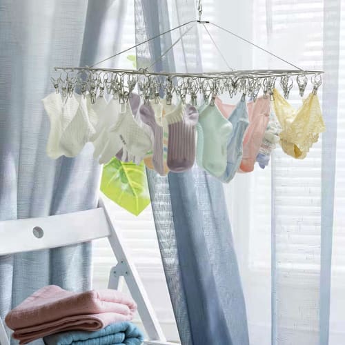 70+10 Stainless Steel Clothespins for Laundry and Drying, Stainless Steel Clothespins, 70 Clothespins, Foldable, Easy to Store, Large Capacity with 70