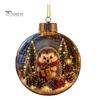 Luminous Holiday Hanging Decorations Glowing Christmas Story Ornament, Light-Up Ball Decor with Warm LED Light, Miniature Scene Ornaments Mini