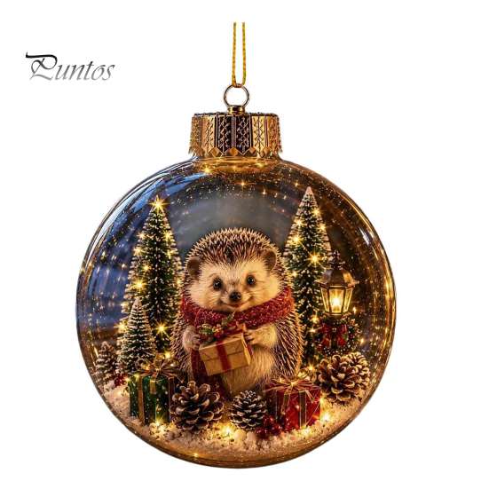 Luminous Holiday Hanging Decorations Glowing Christmas Story Ornament, Light-Up Ball Decor with Warm LED Light, Miniature Scene Ornaments Mini