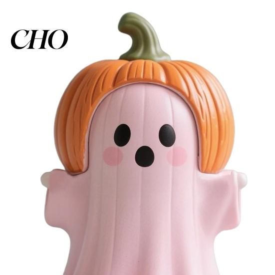 Exquisite Halloween Craftsmanship Statue Pumpkin Ghost Shape Figurine Pink Desktop Ornament Resin Handheld Tabletop Decoration Durable