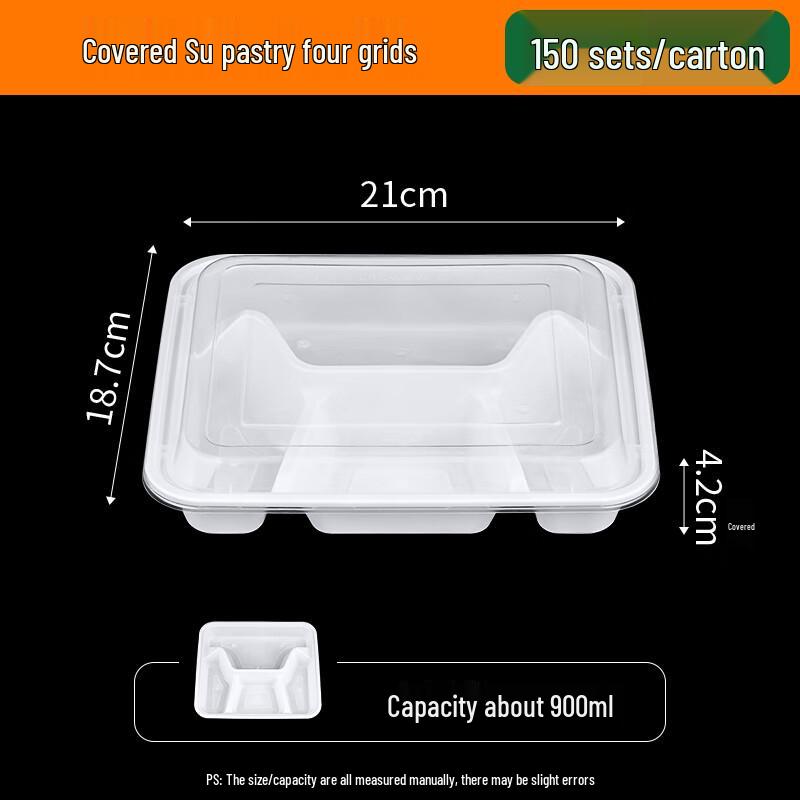 Disposable 4-Compartment Food Containers