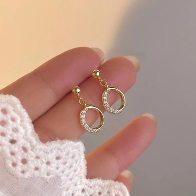 S925 Sterling Silber Ohrstecker für Frauen Nischendesign Diamantbesetzte ovale hohle All-Match-Ohrringe