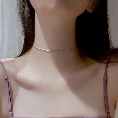 40/45CM Length 925 Sterling Silver Shiny Neck Choker Chain Necklaces Women Jewelry Aesthetic Charms Accessories Argent 925