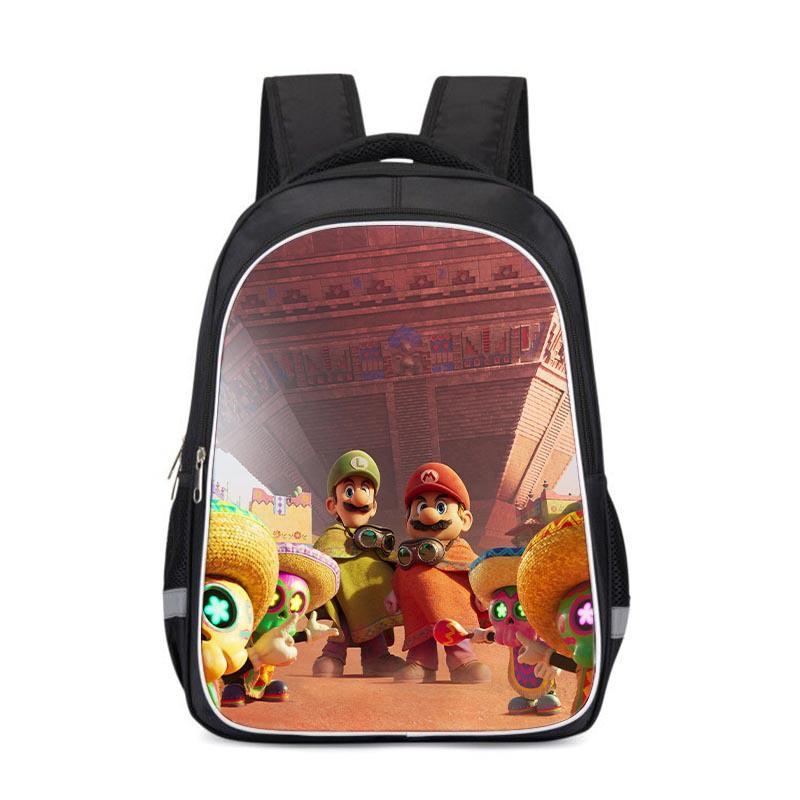Mario Cartoon Kids School Backpack Boys Girls Lightweight Large Capacity Oxford Fabric Bag With Ergonomic Back Support