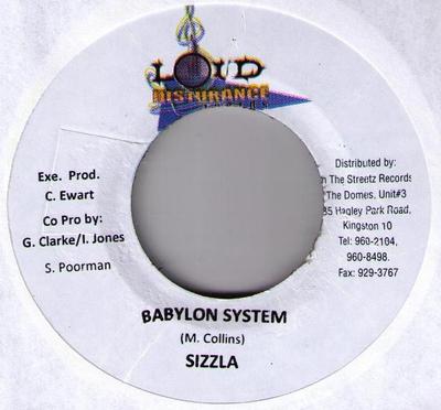 7inch Record SIZZLA - Babylon System NONE Loud Disturbanc Jamaica Reggae, Ska & Dub Used
