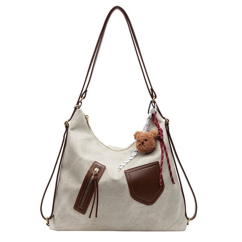 Trendy New Korean Retro Contrasting Colors Fashionable High-end Double Shoulder Tote Women's Bag Commuter Versatile Single Shoulder Messenger Bag