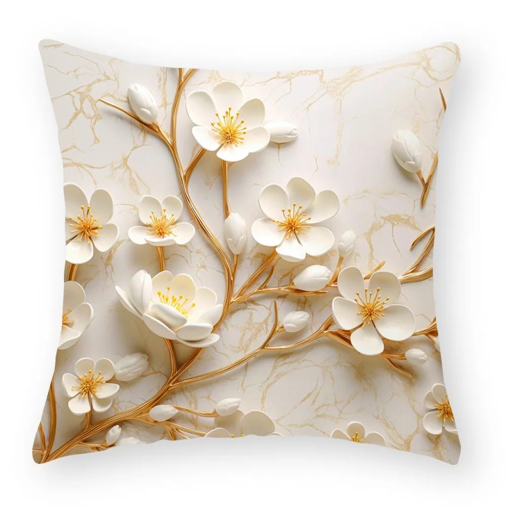 Office Sofa Car Cushion Cover Plant Flower Cat Pattern Luxury Home Decor Pillow Cover