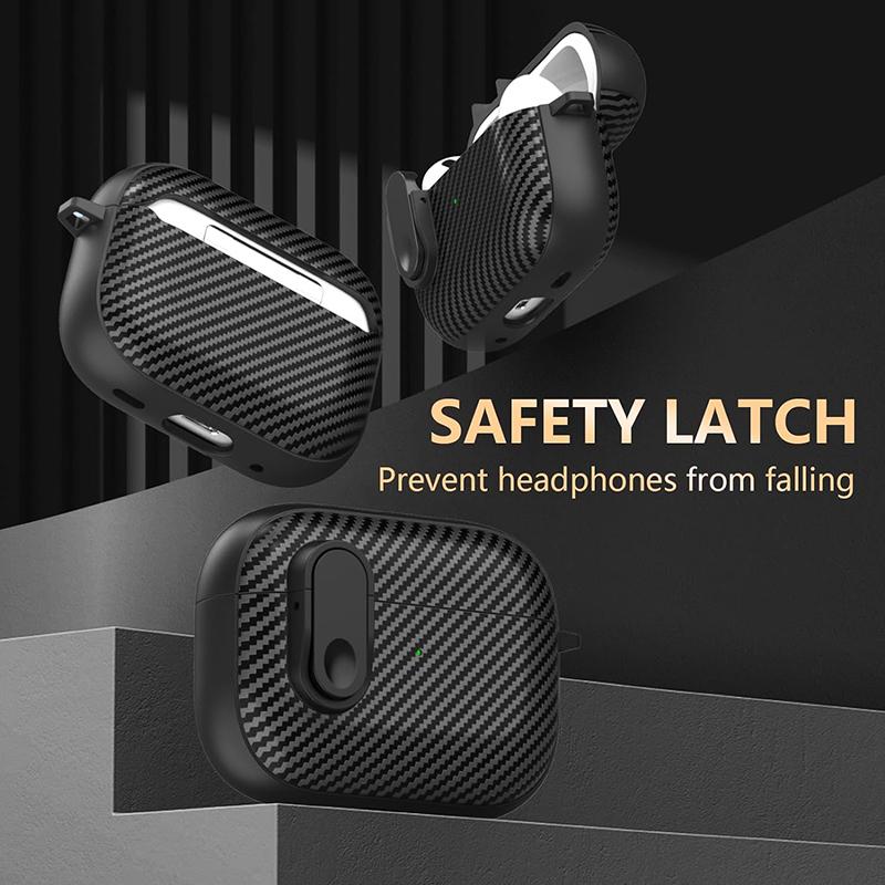 Carbon Fibre Switch Lock Bluetooth Earphone Case For Airpods Pro Luxury Charging Box Protective Cover For Airpods 2 3 2021 Pro 2
