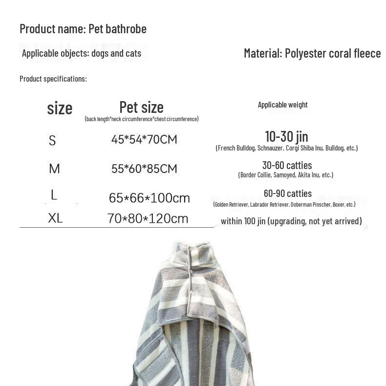 Extra Large Quick-Dry Absorbent Dog Bathrobe for Golden Retrievers and Shiba Inus