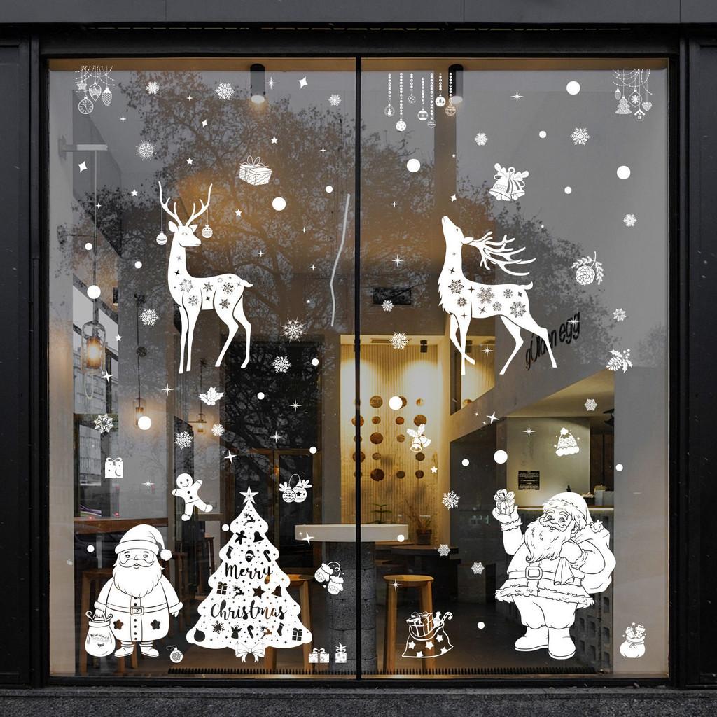 Window Clings Christmas Pvc Reindeer And Snowflake Decals Set Holiday Decoration