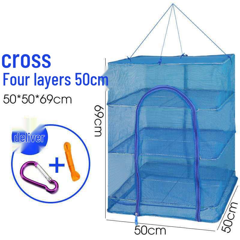 Foldable Sun-Dried Fish Net Enclosure: Five-Layer Thick Anti-Fly Drying Bag for Dried Goods