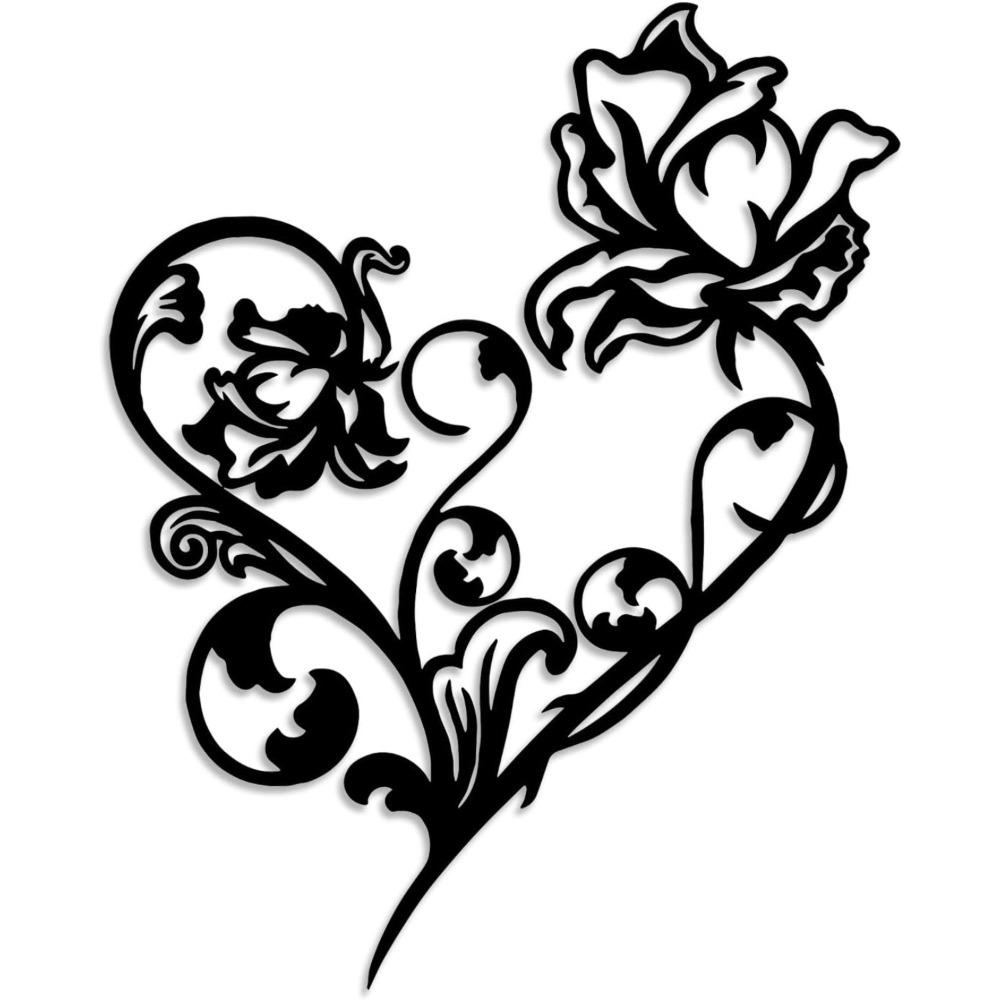 

Metal Wall Art Flower Love Heart Black Home Decor Living Room Bedroom Bathroom