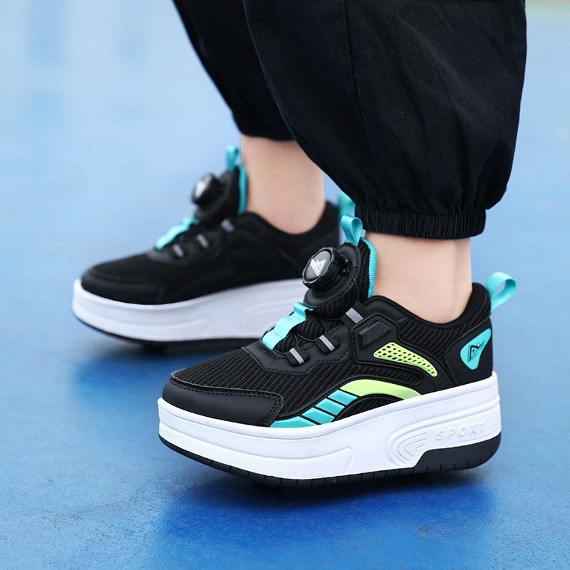 Boys /Youth Roller Skates Shoes Removable Flat Shoes Tow Wheels Girls Roller Skates Sneakers for Kids
