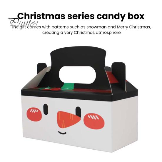 Cutie de cadouri de Crăciun, 10 buc., Cadouri din carton de Crăciun, Cutii de biscuiți cu bomboane cu mâner, pungi de bunătăți, consumabile pentru petreceri de vacanță