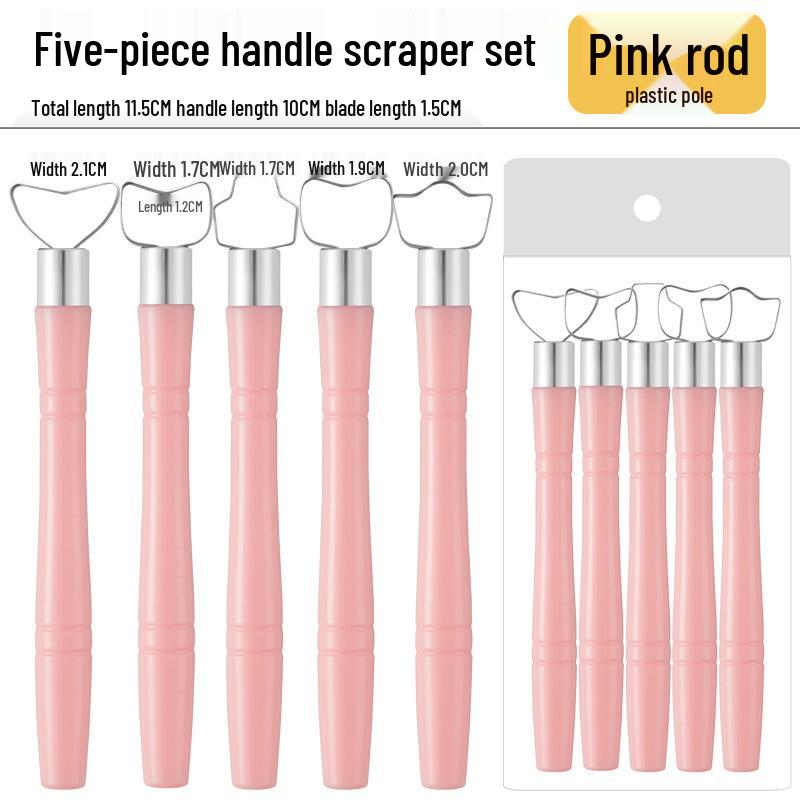 5-Piece Pottery Tool Set for Shaping, Sculpting, Handles P17 Set - Handle & Scraper 5-Piece