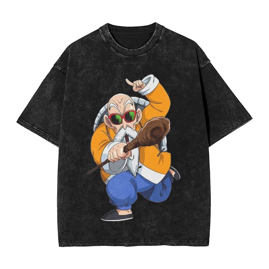 Master Roshi Dragon Ball Printed Tshirt Mens and Womens Washed Tshirt High Quality Vintage Cotton Tshirt Harajuku Tops