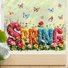 Spring Window Cling Double-Sided Butterfly Letter Sticker Waterproof PVC Static Glass Colorful Flower Holiday Party Window