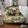 1pc Deer Christmas Blanket Lightweight Flannel Throw for Sofa Bed Travel Camping Livingroom Office Couch Chair